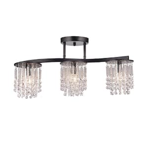 Olinda 24 in. 3-Light Coffee Black Cluster Semi-Flush Mount with No Bulbs Included for Dining Room, Kitchen