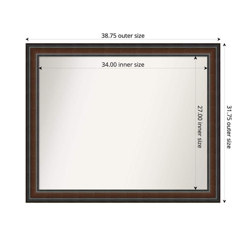 Cyprus Walnut 38.75 in. x 31.75 in. Custom Non-Beveled Wood Framed Bathroom Vantiy Wall Mirror price history on PriceWatchPro