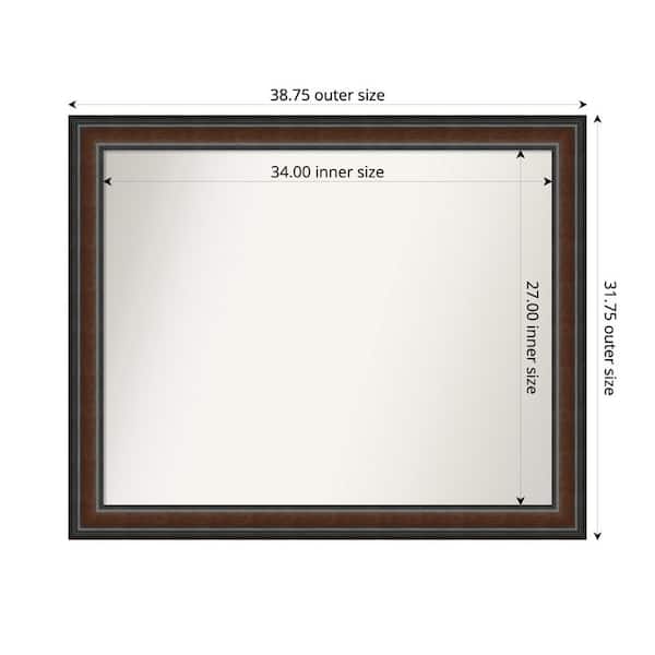 Amanti Art Cyprus Walnut 38.75 in. x 31.75 in. Custom Non-Beveled Wood Framed Bathroom Vantiy Wall Mirror
