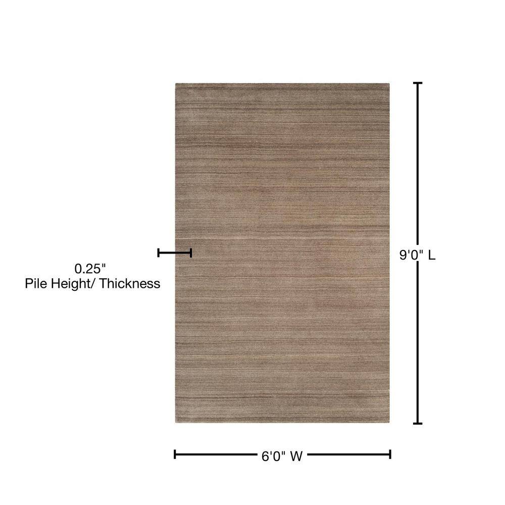 Taupe Hand-Knotted Wool 6' x 9' Area Rug