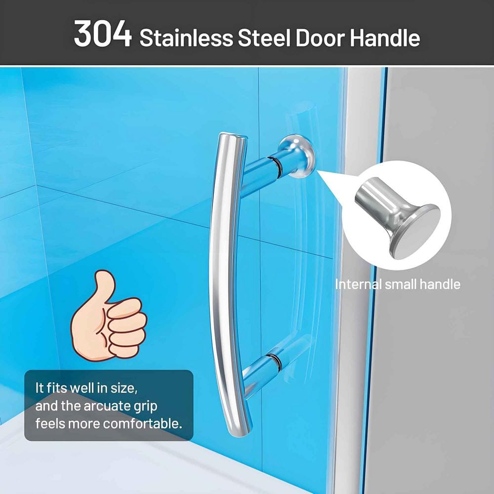 60 in. Chrome Semi-Frameless Pivot Shower Door with Clear Glass