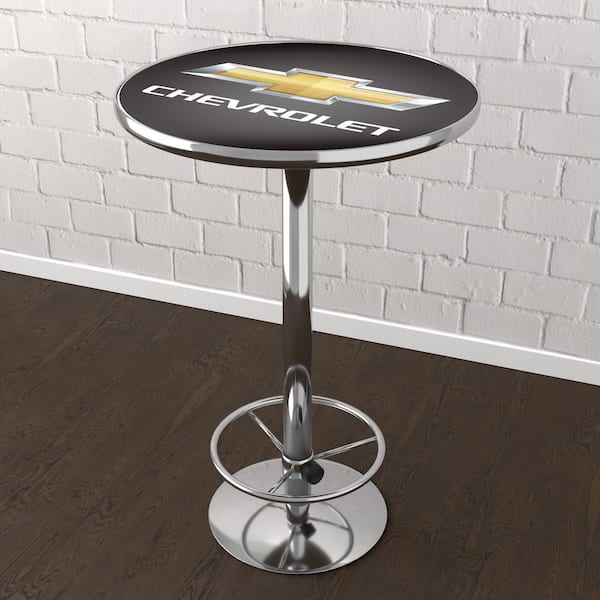 Unbranded Chevrolet 3-Piece Round Acrylic Top Chrome Bar Table Set (Seats-2)