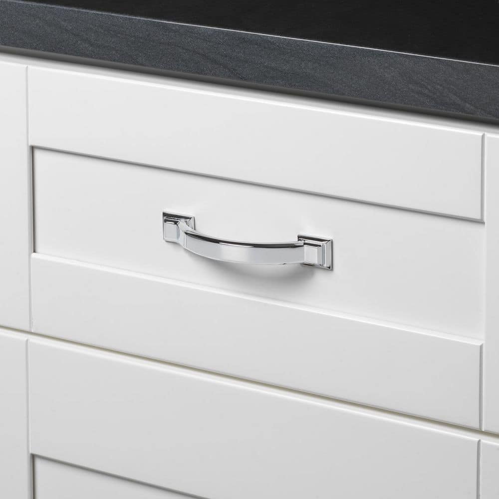 Polished Chrome Arched Square Cabinet Pulls with Mounting Hardware