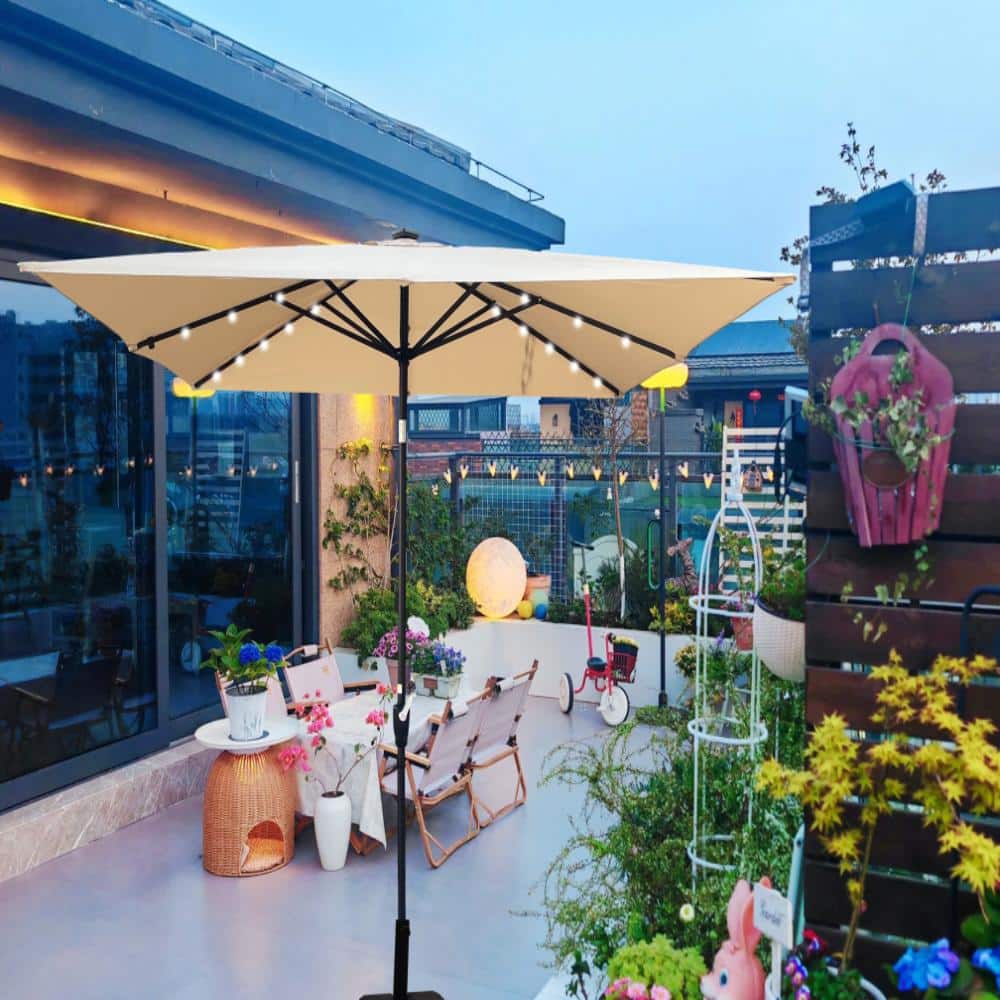 2.5x2.5M LED Lighted Patio Umbrella, Waterproof Solar Sun Shade for Poolside Yard price history on PriceWatchPro