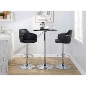 Boyne 33 in. Black Faux Leather and Chrome Metal Adjustable Bar Stool (Set of 2)