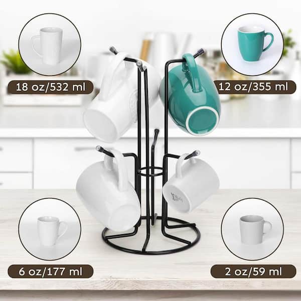 Mug Tree for Large Mugs, Counter Coffee Mug Holder with 6 Hooks for Easy  Pick and Place in Black 29CPH039001 - The Home Depot