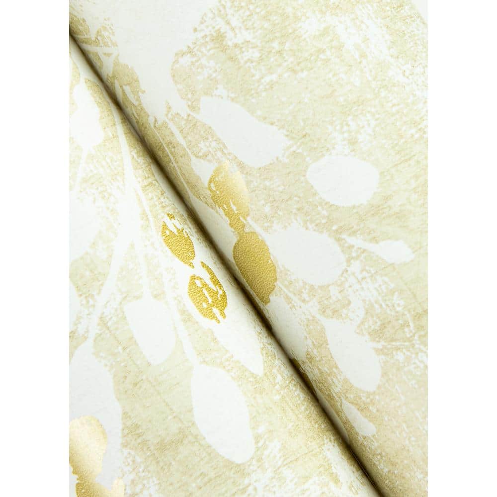 Dori Gold and White Painterly Floral Non-Woven Wallpaper