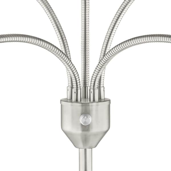 HMH　5足 Hampton Bay 67 in. 5-Light Brushed Nickel Gooseneck Floor