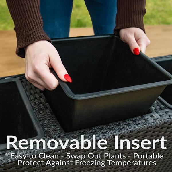 Sunnydaze 3-Section Plastic Wicker Raised Planter-Black NHU-8881