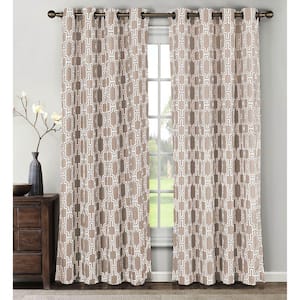 Semi-Opaque Wesley Linen Blend Extra Wide 84 in. L Grommet Curtain Panel Pair, Taupe (Set of 2)