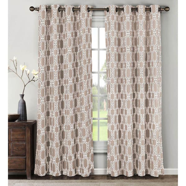 Window Elements Semi-Opaque Wesley Linen Blend Extra Wide 84 in. L Grommet Curtain Panel Pair, Taupe (Set of 2)