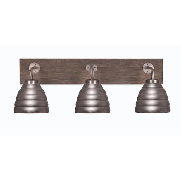Unbranded Kirby 26.75 in. 3-Light Graphite and Painted Distressed Wood-look Metal Vanity Light