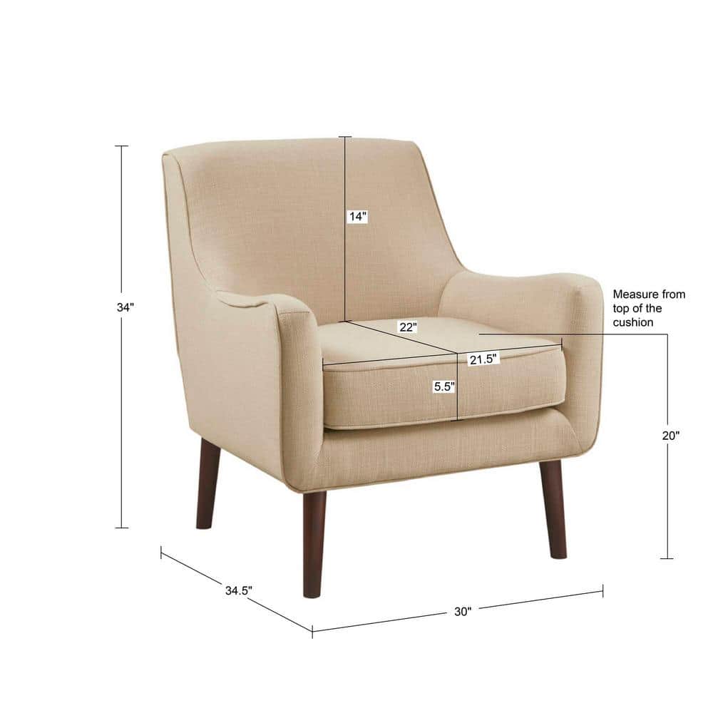 Liam Mid-Century Beige Upholstered Accent Chair