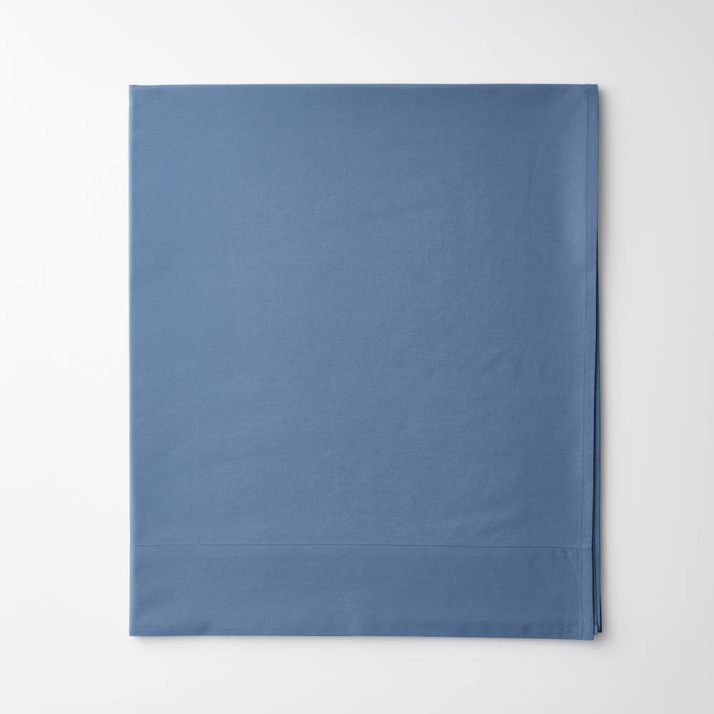 Company Cotton Slate Blue Solid 300-Thread Count Cotton Percale Oversized Queen Deep Pocket Flat Sheet price history on PriceWatchPro