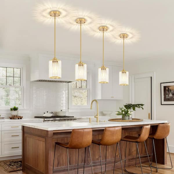 ZSMIHDOH 1-Light Gold Modern Cylinder Pendant Light with Crystal
