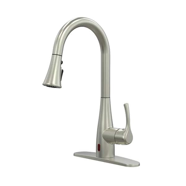 Glacier Bay Marcie Single-Handle Integrated Pull Down Touchless Kitchen Faucet in Stainless Steel