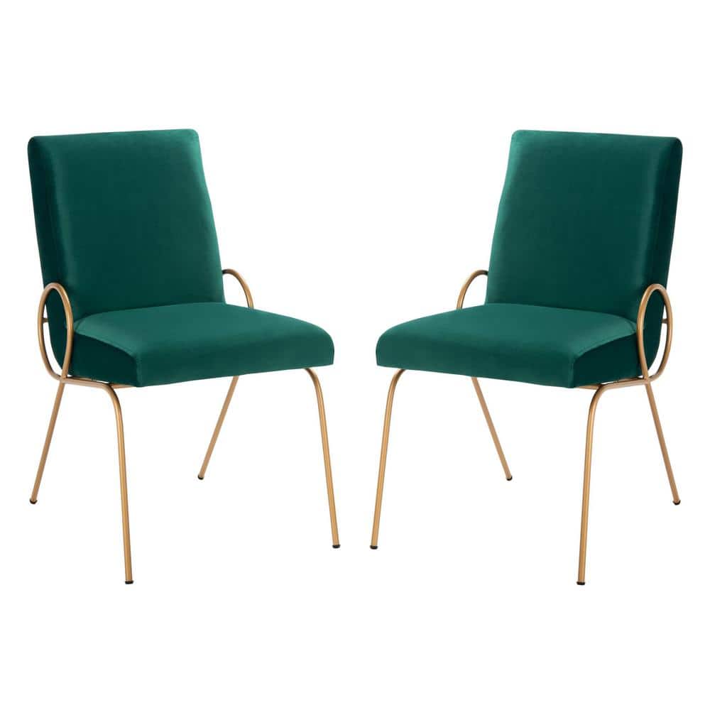 Emerald Velvet Upholstered Side Chair with Gold Metal Frame