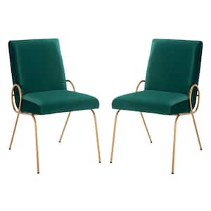 Fanlia Green/Gold Upholstered Accent Chairs (Set of 2)