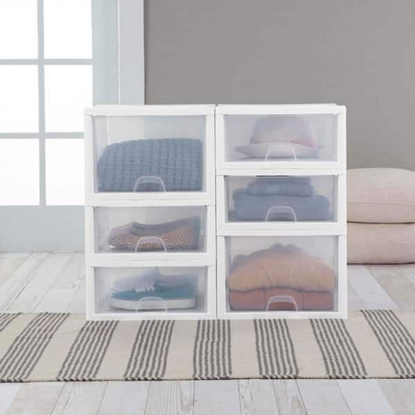 Style Selections 3-Drawers Clear Drawers with White Frame Stackable Rolling  Plastic Storage Drawer Cart in the Storage Drawers department at