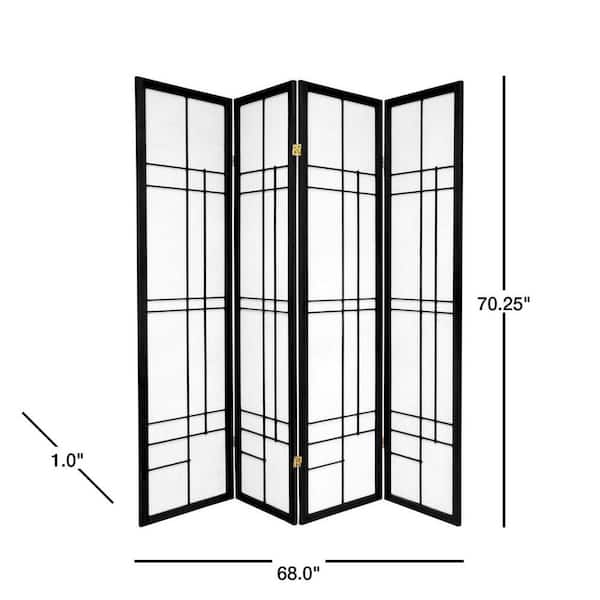 6 ft. Black 4-Panel Room Divider