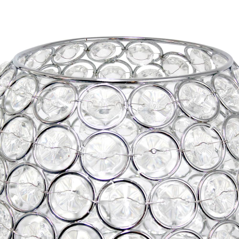 11" Silver Crystal Round Vase Table Lamp with Chrome Base