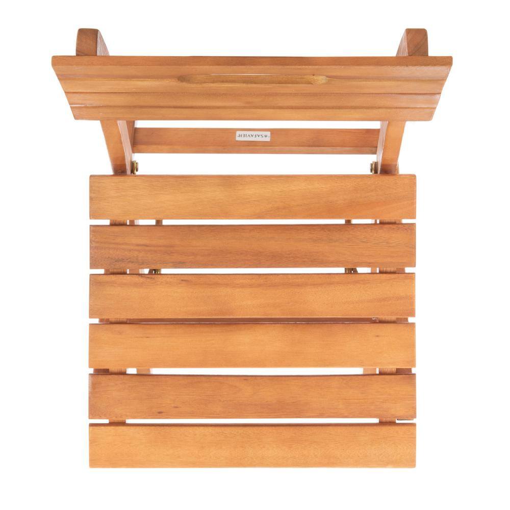 Natural Brown Eucalyptus Wood Folding Side Chairs, Set of 2