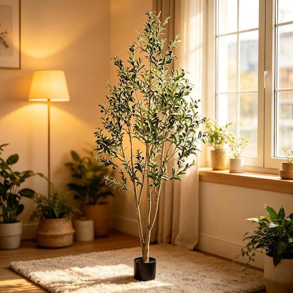 Unbranded 7 ft. Artificial Olive Tree in Black Pot, 1 Pack, Large Fake  Olive Tree Realistic Olive Plants for Home Decor W3912P437594YF