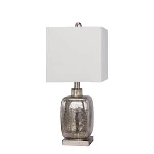 22 in. Brushed Steel Glass and Metal Table Lamp