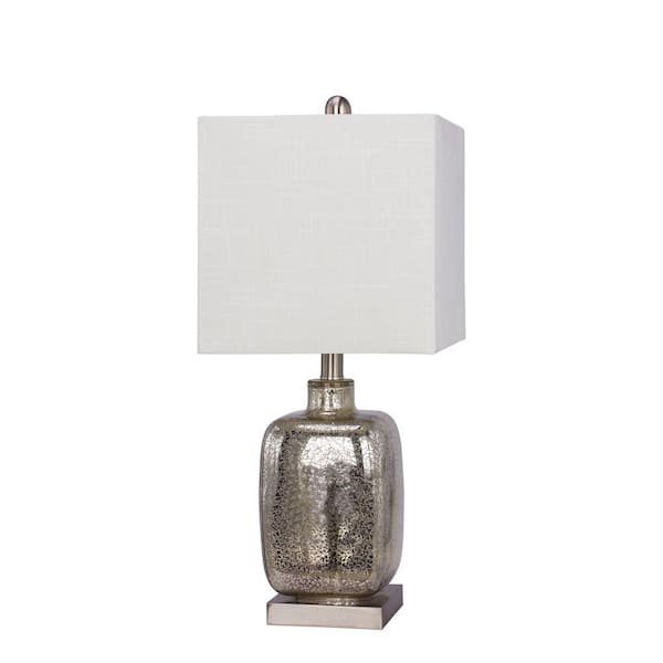 Fangio Lighting 22 in. Brushed Steel Glass and Metal Table Lamp