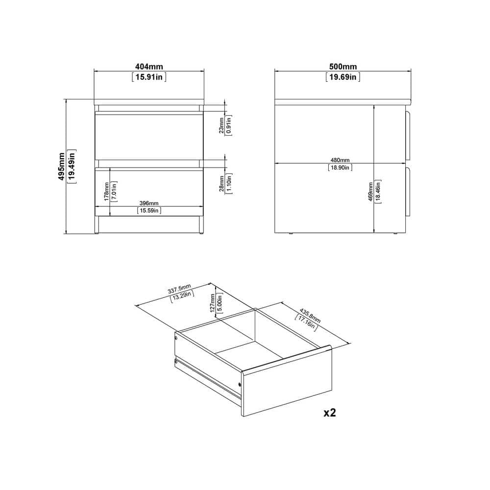 Truffle Oak 2-Drawer Modern Nightstand