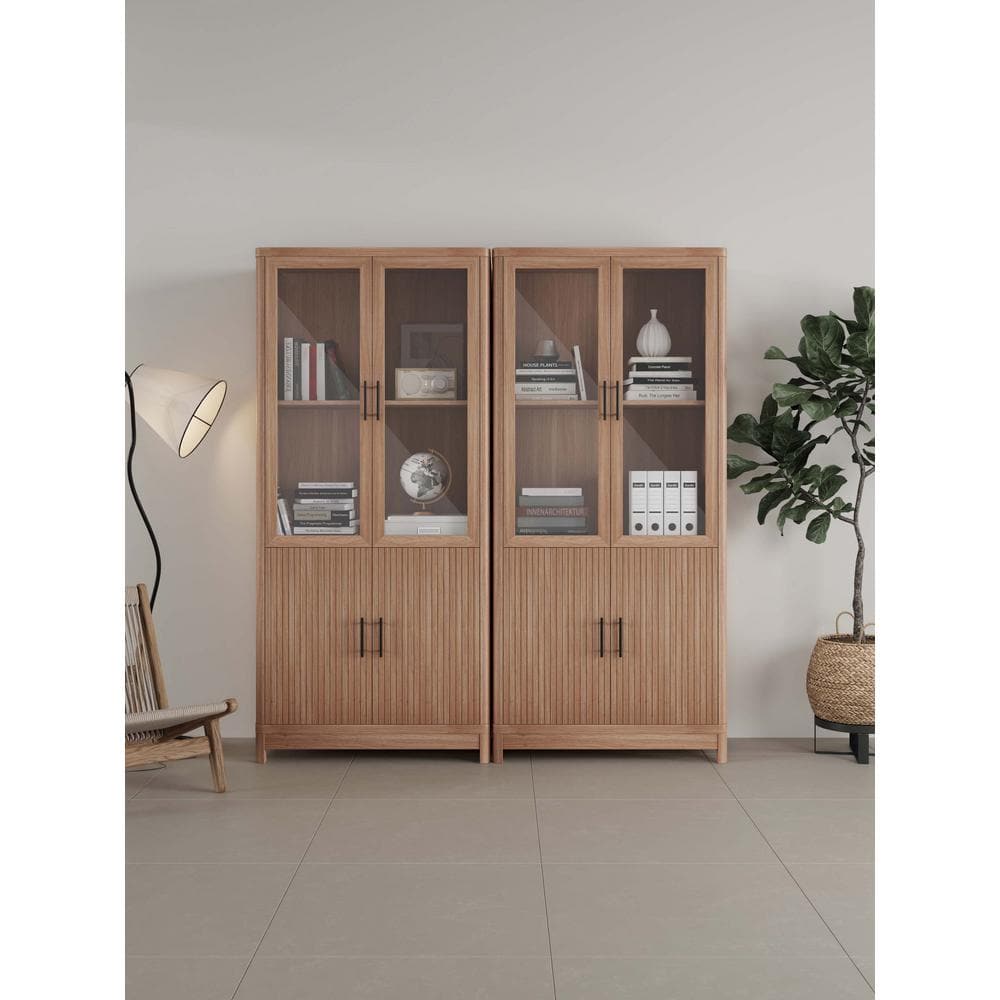 Manhattan Comfort Jodie 67.6 in. Tall Mid-Century Modern Maple