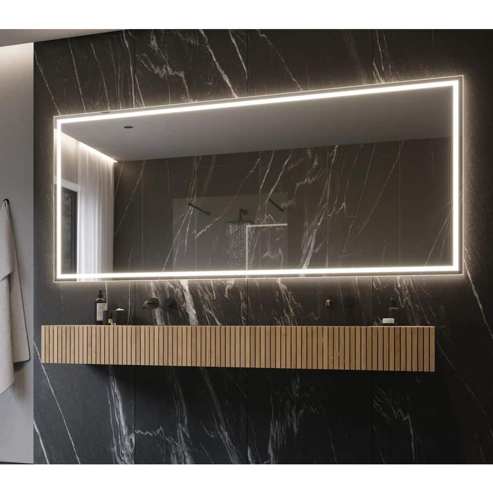 Harmony 100 in. W x 45 in. H Rectangular Frameless Wall Mounted Bathroom Va