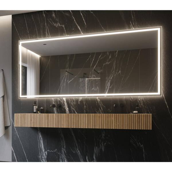 Unbranded Harmony 100 in. W x 45 in. H Rectangular Frameless Wall Mounted Bathroom Vanity Mirror 6000K LED