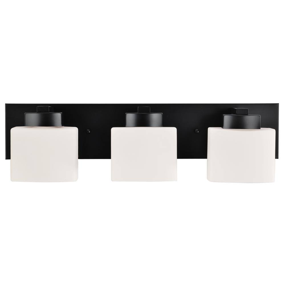 Elegant Matte Black 24" Traditional Vanity Light with Frosted Glass
