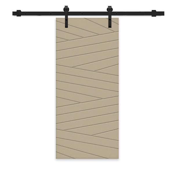 CALHOME 36 in. x 80 in. Unfinished Composite MDF Paneled Interior Sliding Barn Door with Hardware Kit