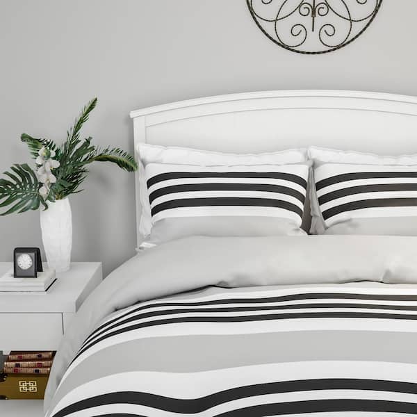 Lavish Home 3-Piece Seaside Dawn Striped King Hypoallergenic Down Alternative Comforter Set