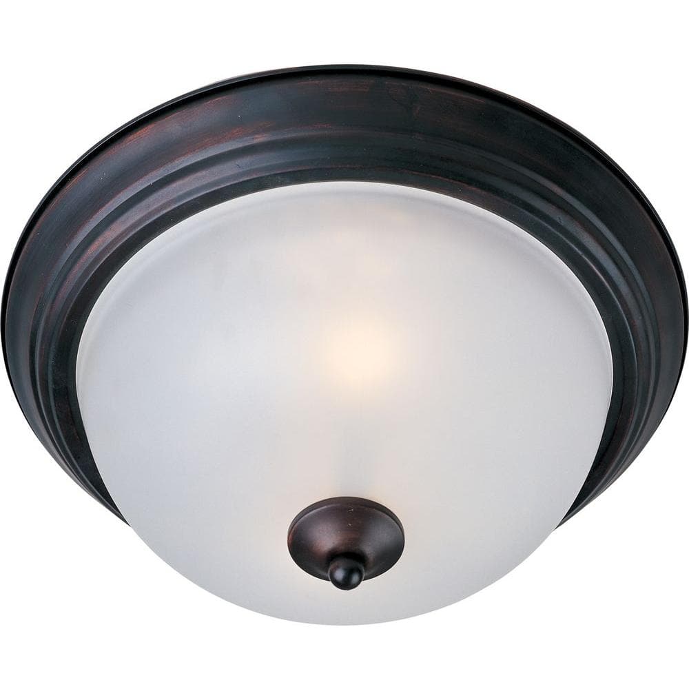 Maxim Essentials 15.5" Bronze & Glass Modern Flush Mount Light