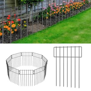 16.7 in. H x 12 in. L Decorative Garden Fence 6-Piece Set, Rustproof Metal Fence, T-Shape