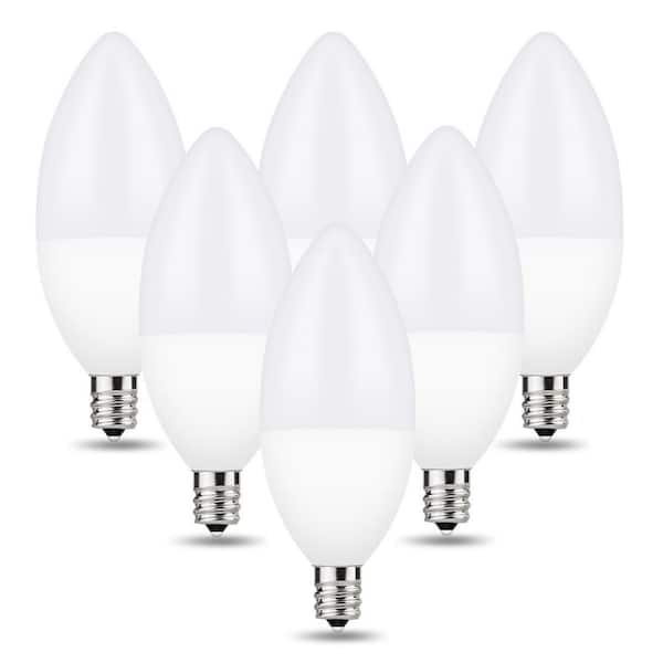 YANSUN 60-Watt Equivalent 6W C11 Non-Dimmable LED Candle Light Bulb E12 Base in Daylight 5000K (6-Pack)