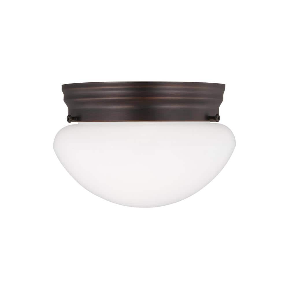 Webster 7.75 in. 1-Light Bronze Classic Flush Mount with White Glass Shade price history on PriceWatchPro