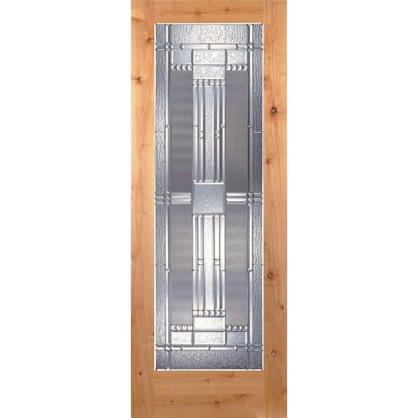 Feather River Doors 24 in. x 80 in. 1 Lite Unfinished Knotty Alder Preston Zinc Woodgrain Interior Door Slab