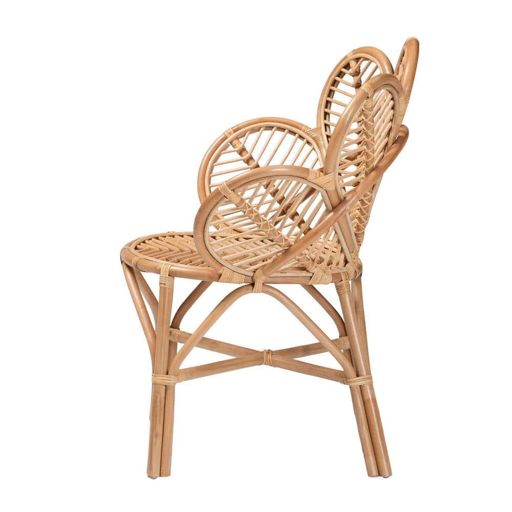 Eliava Natural Brown Handcrafted Rattan Geometric Accent Chair
