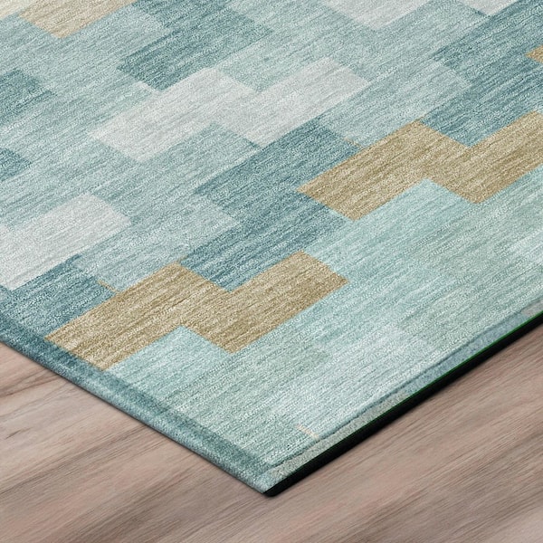 Chantille Machine Washable Indoor/Outdoor Abstract ACN3052 Teal 10 ft. x 14 ft. Area Rug
