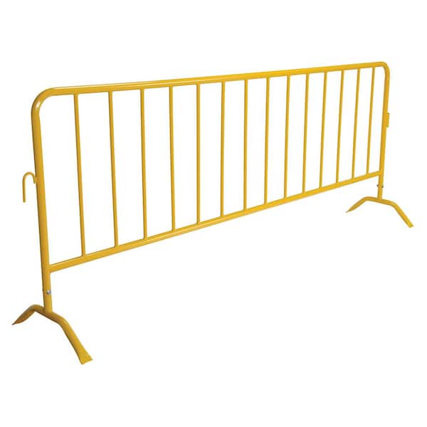 Vestil Light Weight Yellow Steel Crowd Control Interlocking Barrier with Both Curved Feet