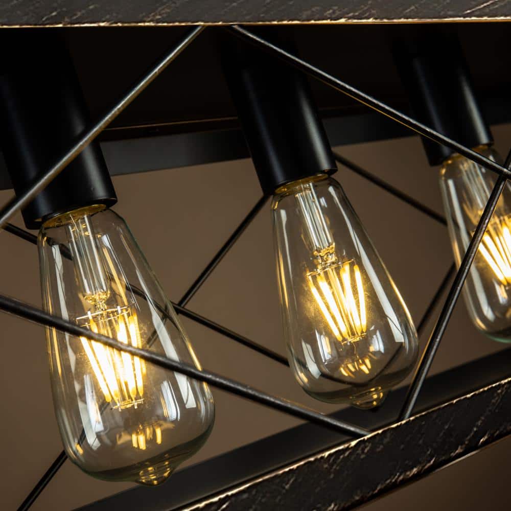 Antique Brass and Black 5-Light Farmhouse Cage Chandelier