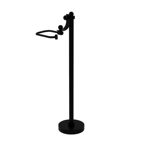 Allied Brass Free Standing European Style Toilet Toilet Paper Holder in Matte Black