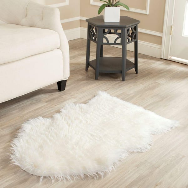 Faux Sheep Skin Ivory 2 ft. x 3 ft. Solid Gradient Area Rug