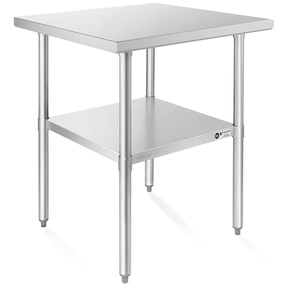 24 in. x 24 in. Stainless Steel Kitchen Prep Table with Bottom Shelf ...