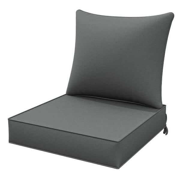 WNP 24 in. x 24 in. x 5 in. Square Outdoor Deep Seating Cushion Set Seat and Back Cushion for Chair and Sofa Light Grey