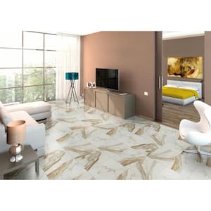 Regallo Calacatta Marbella 24 in. x 24 in. Polished Porcelain Floor and Wall Tile (40 Cases/465.12 sq. ft./Pallet)